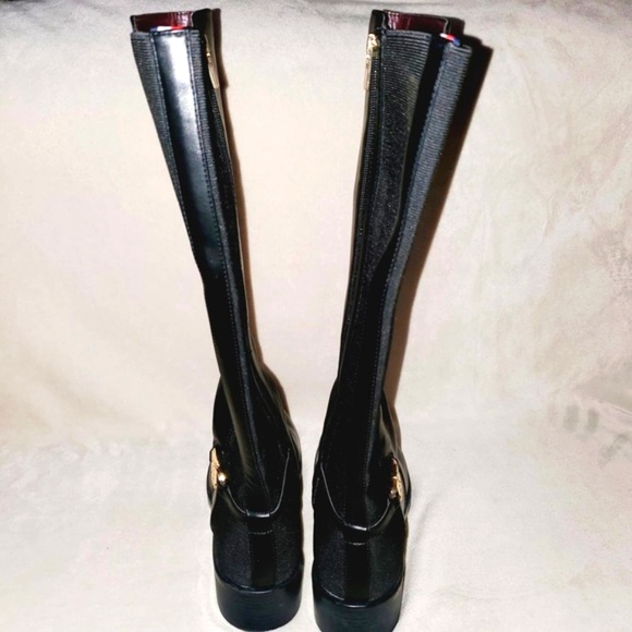 LNew-Tommy Hilfiger Black Imizza Pleather Knee-High Sturdy Boots. Unisex. Gift - Picture 5 of 8